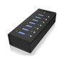 ICY BOX IB-AC618 Hub USB 3.0 de 7 puertos, Aluminio, Negro
