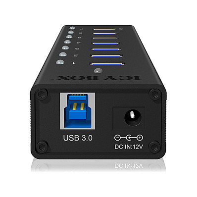 ICY BOX IB-AC618 Hub USB 3.0 de 7 puertos, Aluminio, Negro ICY BOX IB-AC618 Hub USB 3.0 de 7 puertos, Aluminio, Negro