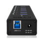ICY BOX IB-AC618 Hub USB 3.0 de 7 puertos, Aluminio, Negro