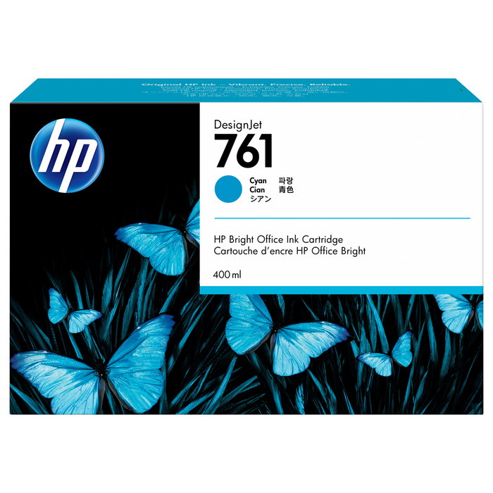 HP 761 Cartucho de Tinta Cian 400 ml (CM994A) para DesignJet T7100 y T7200