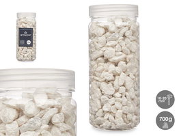 Giftdecor Bote de Piedras Decorativas Metalizadas Blanca, Piedras de 10-20 mm, 700 g, Dimensiones 6.5 x 15.8 x 6.5 cm (Set de 12)