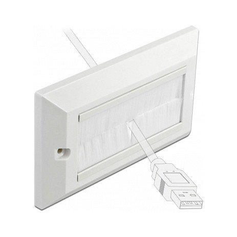 DeLOCK Cubierta para manejo de cables 146 x 86 mm con tiras de cepillo blanco