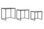 DKD Home Decor Set de 3 Mesitas Auxiliares de Metal y Cristal Negro