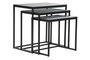 DKD Home Decor Mesita Auxiliar Loft Negra Metal Cristal 36.5 x 53.5 x 58 cm Set de 3