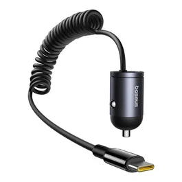 Baseus Tiny Star Mini Cargador de Coche 30W Negro Cosmic con Cable C+C