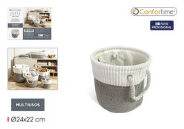 Inde Cesta de Almacenaje Redonda, Organizador, 24.7 cm de Diámetro x 5.6 cm de Alto, Material Resistent (12 Unidades)