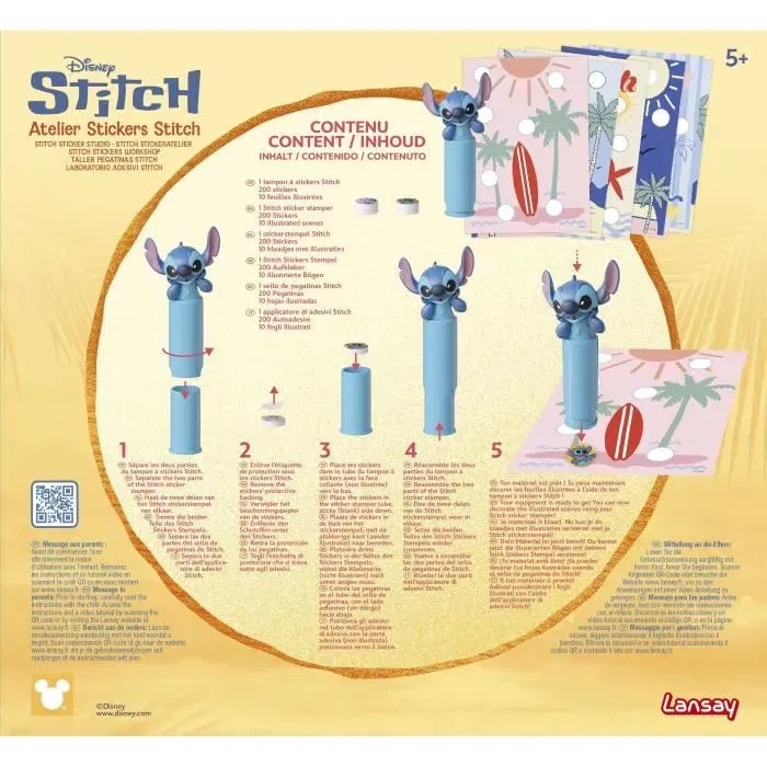 Lansay Taller de pegatinas STITCH - LAN3181860882054 - 1 sello, 200 pegatinas - A partir de 5 años