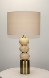 DKD Home Decor Lámpara Sobremesa Beige Dorado Mármol Metal 40 x 73.5 x 40 cm