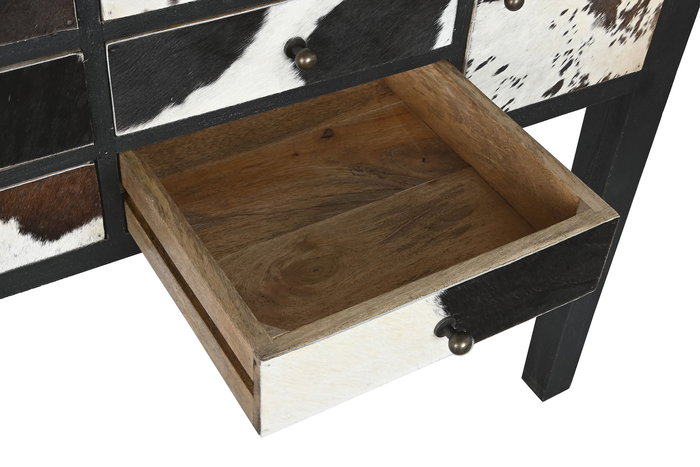 DKD Home Decor Consola de Mango y Piel 135 x 40 x 94 cm