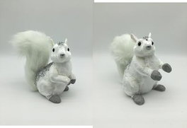 DKD Home Decor Figura de Ardilla en Espuma y Poliéster Blanco (Surtido de 2 unidades)