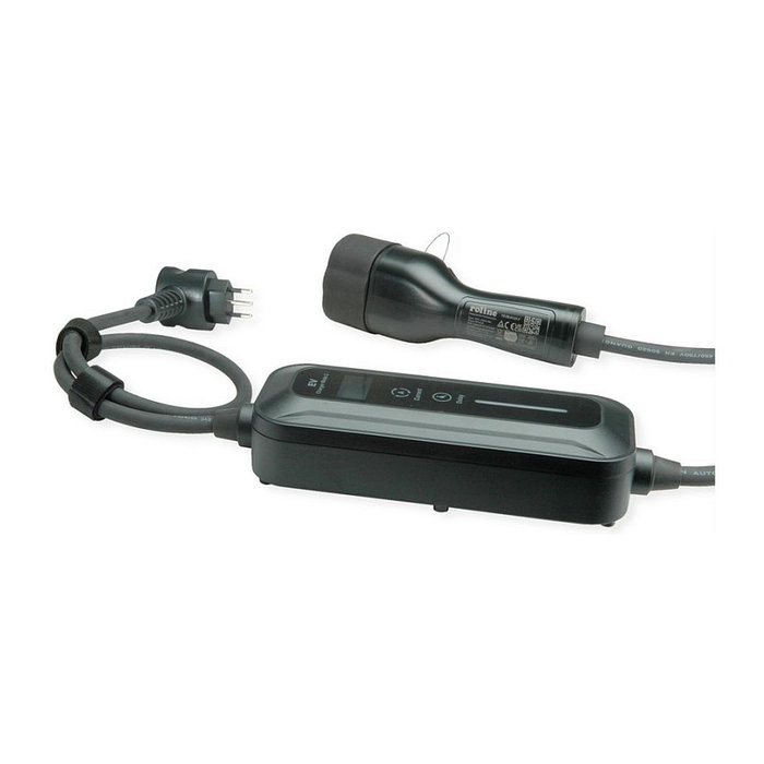 ROLINE Cable de Carga CEI23-50 Tipo L para Coche Electrico Portatil, 1-Fase, 16 A, 3.6 kW, Tipo 2 (Macho/Hembra), 7.5 m, Negro, 250 V