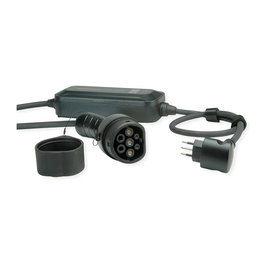 ROLINE Cable de Carga CEI23-50 Tipo L para Coche Electrico Portatil, 1-Fase, 16 A, 3.6 kW, Tipo 2 (Macho/Hembra), 7.5 m, Negro, 250 V