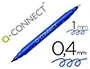 Q-connect Rotulador Permanente Doble Punta Azul 0,4 mm y 1 mm