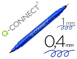 Q-connect Rotulador Permanente Doble Punta Azul 0,4 mm y 1 mm