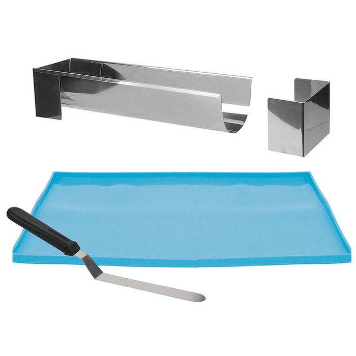 Lily Cook Juego 3 Piezas Molde Semicírculo Noel, Molde 30cm Acero Inox, Placa Bizcocho Silicona 27x27cm, Espátula