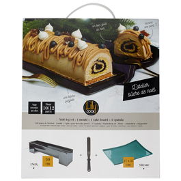 Lily Cook Juego 3 Piezas Molde Semicírculo Noel, Molde 30cm Acero Inox, Placa Bizcocho Silicona 27x27cm, Espátula