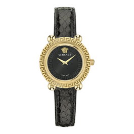 Versace VE6I00323 con correa de piel negra y caja dorada