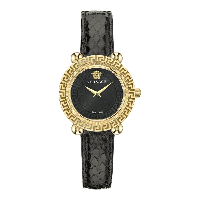 Versace VE6I00323 con correa de piel negra y caja dorada Versace VE6I00323 con correa de piel negra y caja dorada