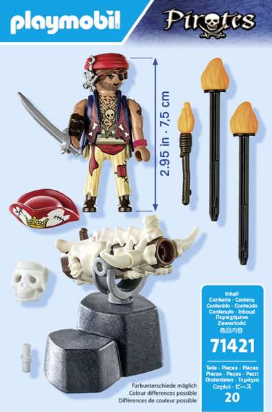 Playmobil Figura Artillero Pirata Pirates con Cañón y Accesorios, Edad Mínima 4 Años Playmobil Figura Artillero Pirata Pirates con Cañón y Accesorios, Edad Mínima 4 Años