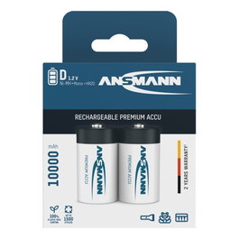 Ansmann Baterías Recargables NiMH 9300 mAh Mono D (Pack de 2)