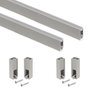 Emuca Lote de 2 barras para armario Luxe de longitud 0.75m con soportes, Aluminio y Plástico, Pintado color gris piedra