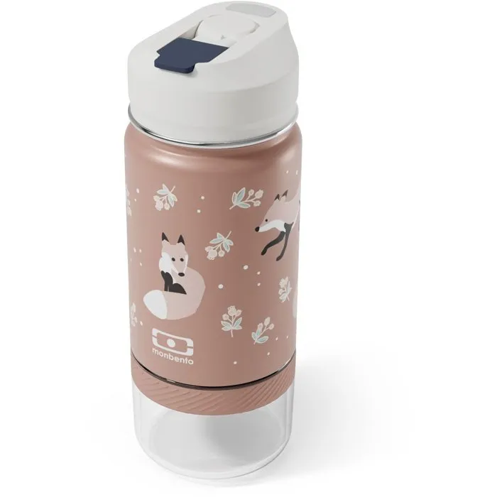 Monbento Twisty Fox Botella de agua y snack 2 en 1 con aislante térmico y pajita para niños Monbento Twisty Fox Botella de agua y snack 2 en 1 con aislante térmico y pajita para niños