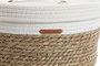 DKD Home Decor Set de 3 Cestas de Fibra y Algodón Natural/Blanco 32x32x18 cm