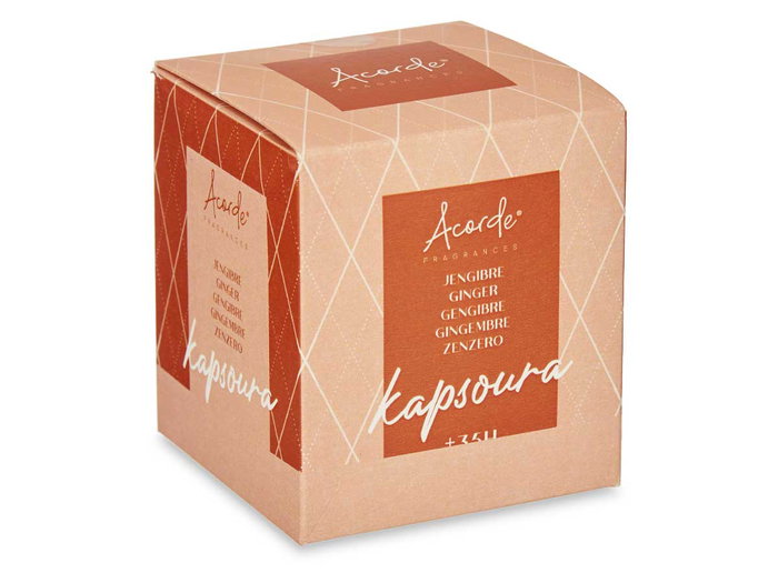 Acorde Vela Vaso 120g Jengibre, Aroma Naranja, Vidrio y Cera, Dimensiones 7x8x7 cm (Set de 12)