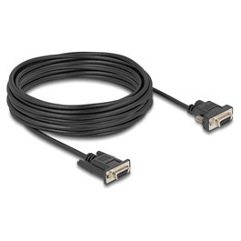 DeLOCK Cable Seriell RS-232 DB9 Hembra a DB9 Hembra con Alimentación en Pin 9, 10 m, Negro