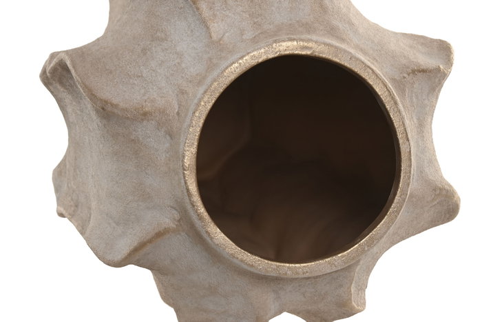 DKD Home Decor Jarrón de Gres Ondas Desgastado Beige