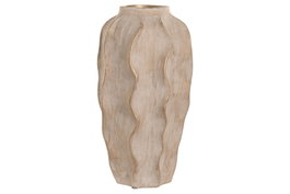 DKD Home Decor Jarrón de Gres Ondas Desgastado Beige