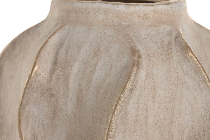 DKD Home Decor Jarrón de Gres Ondas Desgastado Beige