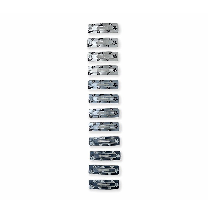 Brusi Set de 12 Clips Rectangulares Flores Grises Brusi Set de 12 Clips Rectangulares Flores Grises