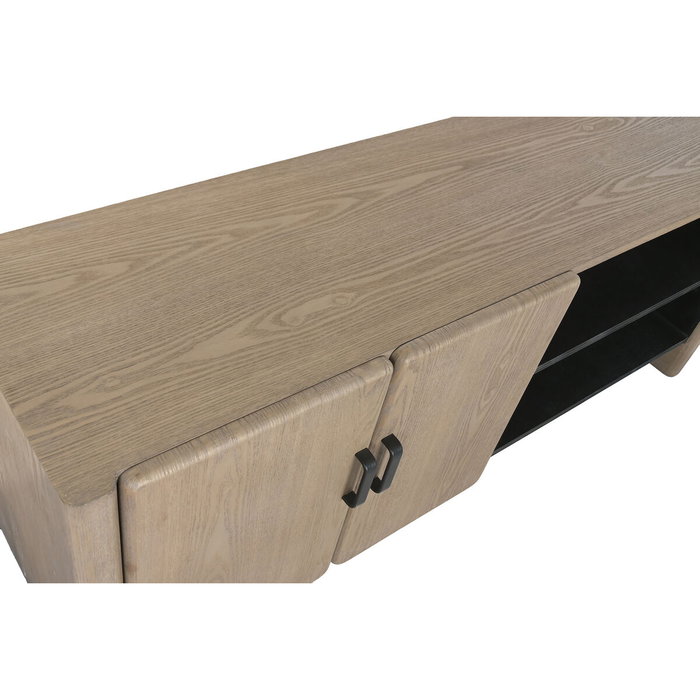 DKD Home Decor Mueble TV Curva Elegant Abeto y Metal Marrón