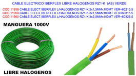 Iberflex Cable Eléctrico RZ1-K Libre de Halógenos 3x2,5mm x 100m