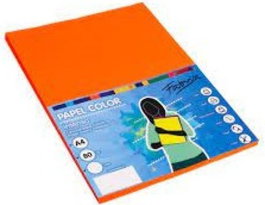 FABRISA Papel A4 Color Naranja Azafrán 80g, 100 Hojas