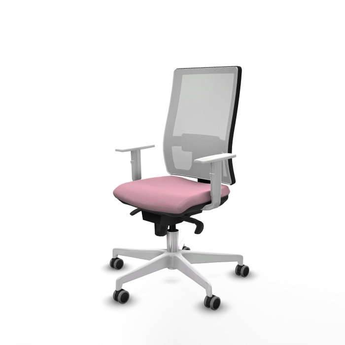 PIQUERAS Y CRESPO Silla de oficina Horna Rosa y Blanca con Mecanismo Sincro
