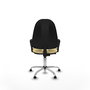 Silla de oficina Algarra con mecanismo Contacto permanente básico tapizada con Similpiel color Crema. Equipada con Base cromada, Brazos fijosy Topes
