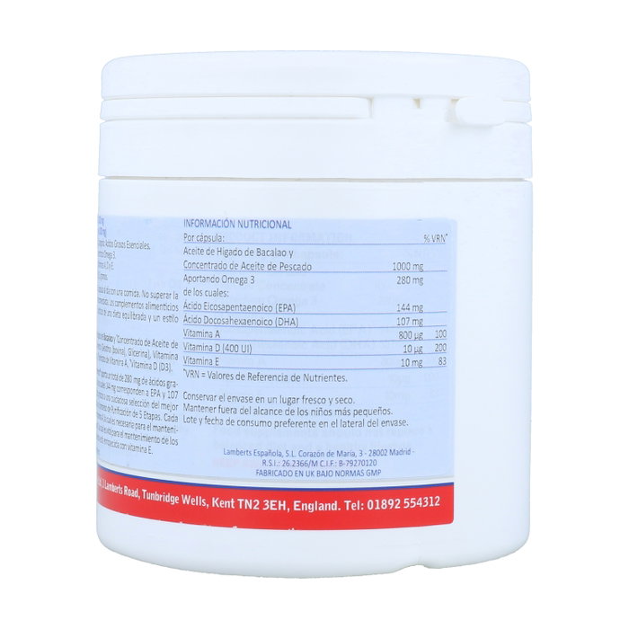Lamberts Aceite de Hígado de Bacalao 1000 mg, 180 Cápsulas