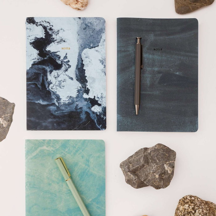 MIQUELRIUS Cuaderno de notas Stone Paper A5 Negro con estampado de piedras