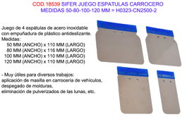 SIFER Juego de Espátulas Carrocero 50-80-100-120 mm