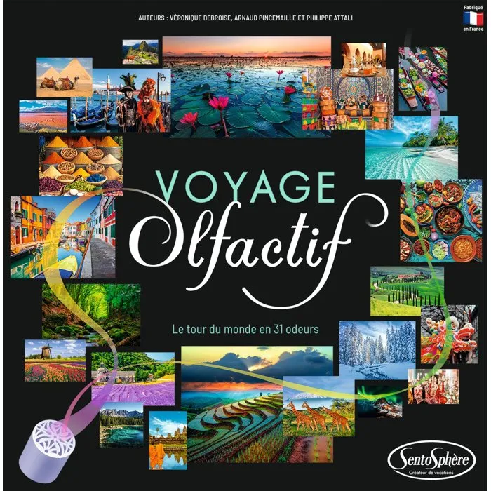 Sentosphere SEN1694470552055 Juego de mesa Viaje Olfativo, Recorre el mundo con 31 aromas, A partir de 8 años