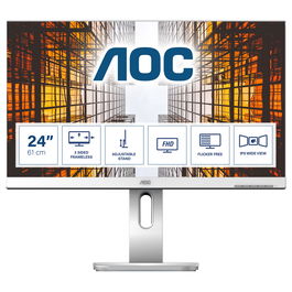AOC X24P1/GR 24" Monitor IPS WUXGA 1920x1200 60Hz 4ms 99% sRGB Altavoces 4xUSB 3.2 Hub HDMI DP Gris