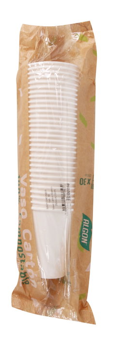 Algon Set 30 Vasos de Cartón Blancos 250cc (20 Unidades)