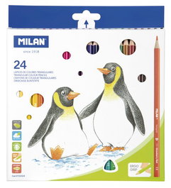 MILAN Lápices de colores Ergo Grip triangulares estuche de 24
