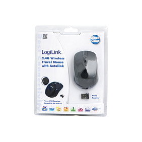 LogiLink Ratón Inalámbrico Óptico RF, 800 DPI, Negro, 10m Alcance, 3 Botones, Alimentado por 2xAAA, ID0031