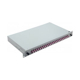 Helos Caja de empalme LWL 19 pulg. 24 x LC Duplex OM4, Gris