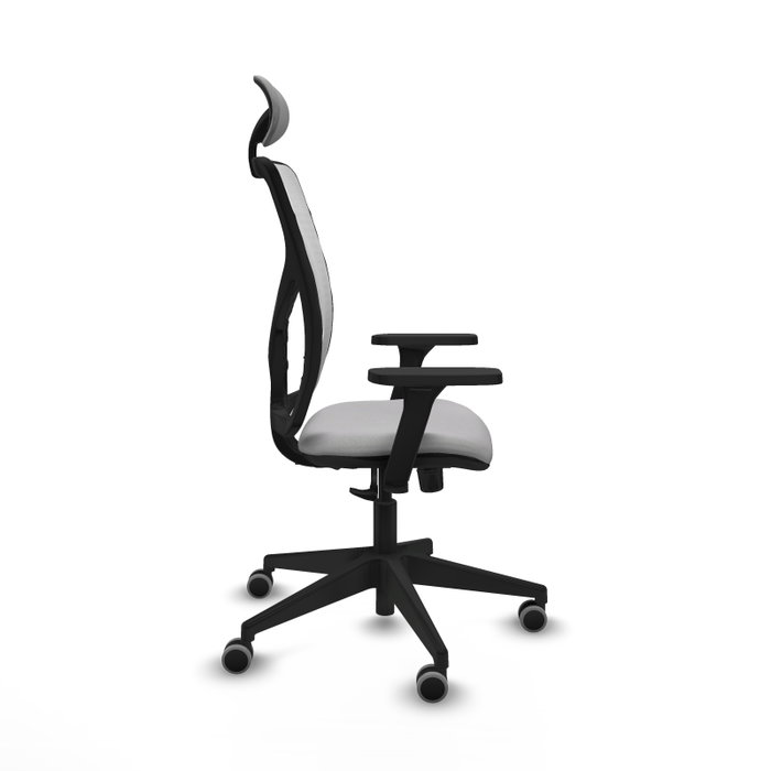 Silla de oficina Motilla con mecanismo Sincro tapizada con Tela color Gris claro y malla color Blanco. Equipada con lumbar 1D, Brazos 3D, Cabecero Fijo y Ruedas 65 mm parqué Silla de oficina Motilla con mecanismo Sincro tapizada con Tela color Gris claro y malla color Blanco. Equipada con lumbar 1D, Brazos 3D, Cabecero Fijo y Ruedas 65 mm parqué