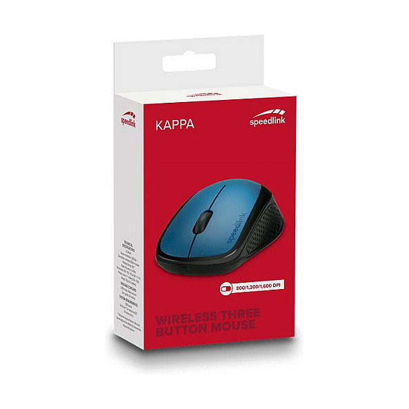 Speedlink KAPPA Ratón Inalámbrico Óptico 1600 DPI, Negro y Azul, Ergonómico para Ordenador