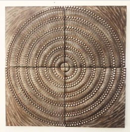 DKD Home Decor Set de 4 Decoraciones de Pared Circulares Doradas